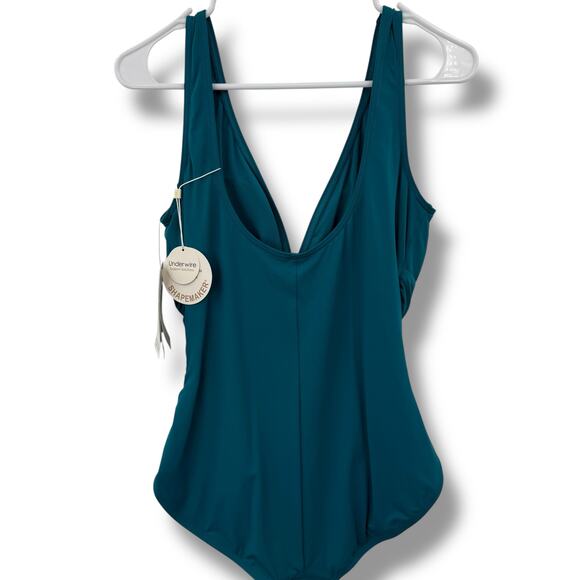 NEW Contours Coco Reef One Piece Swimsuit Size 14 Bra Size 38C Blue Teal Ruched - Picture 3 of 6